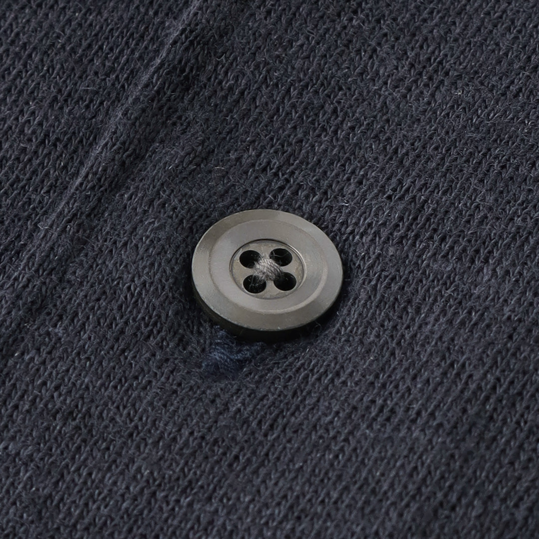 Linen Jersey Horizontal Collar Shirt: Navy