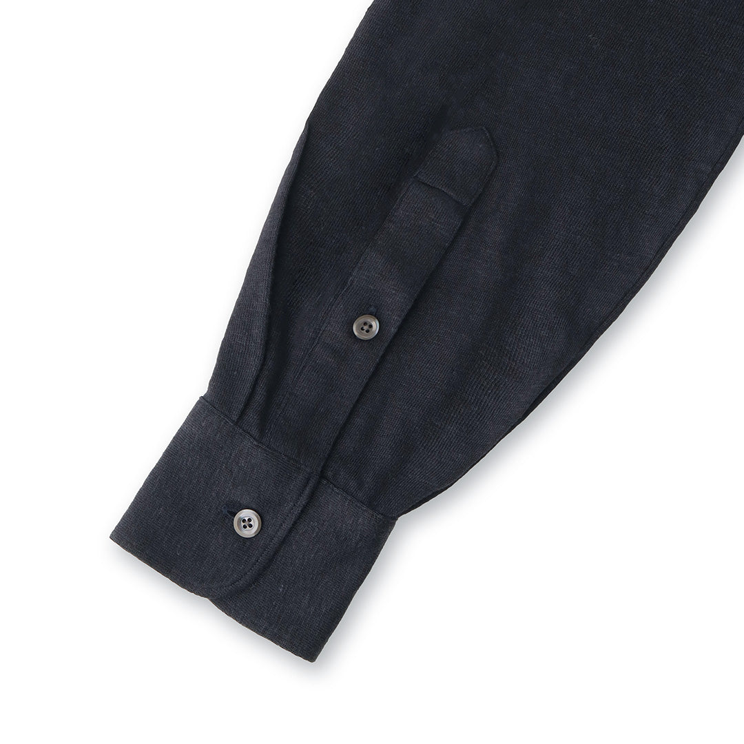 Linen Jersey Horizontal Collar Shirt: Navy