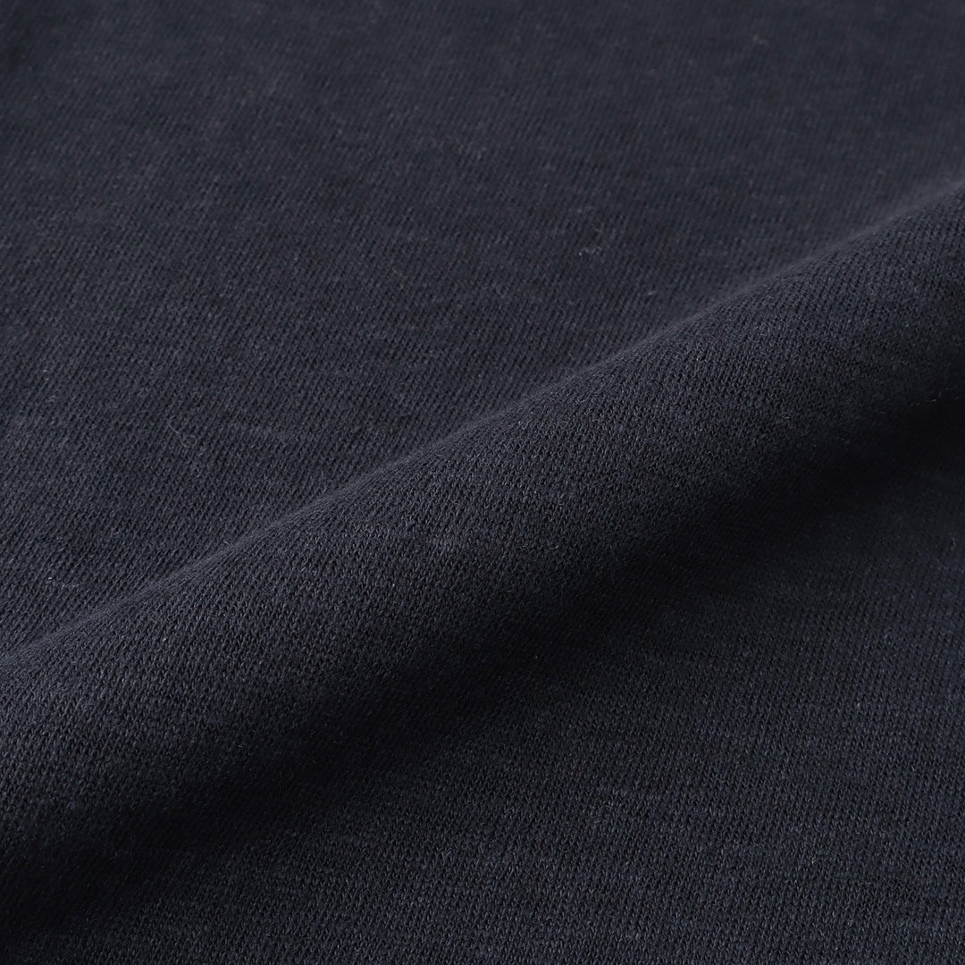 Linen Jersey Horizontal Collar Shirt: Navy