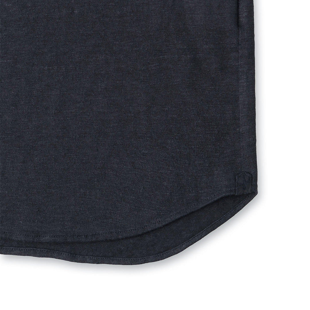 Linen Jersey Horizontal Collar Shirt: Navy
