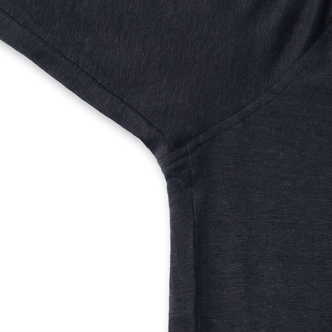 Linen Jersey Horizontal Collar Shirt: Navy