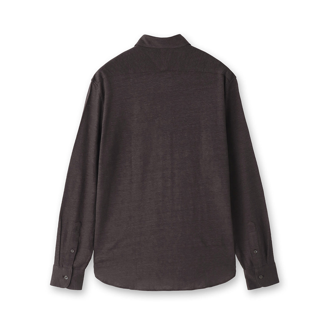 Linen Jersey Horizontal Collar Shirt: Oak