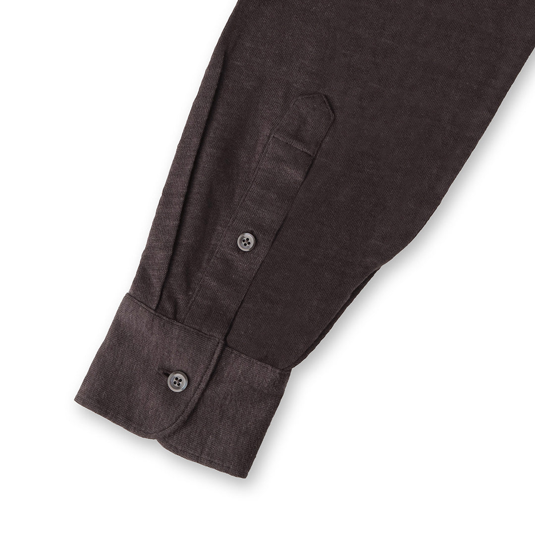 Linen Jersey Horizontal Collar Shirt: Oak