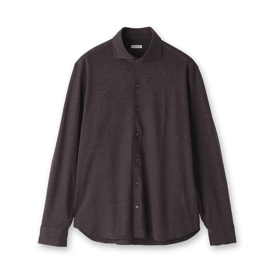 Linen Jersey Horizontal Collar Shirt: Oak