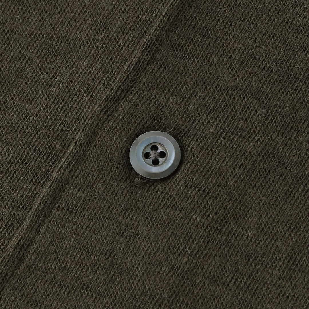 Linen Jersey Horizontal Collar Shirt: Olive