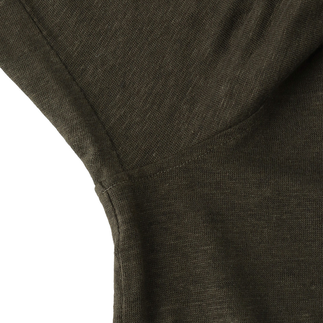Linen Jersey Horizontal Collar Shirt: Olive