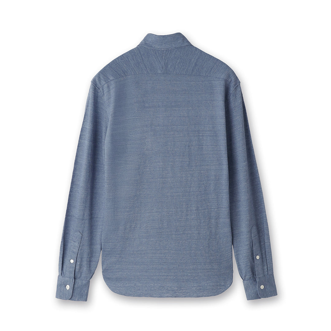 Linen Jersey Horizontal Collar Shirt: Slate Blue