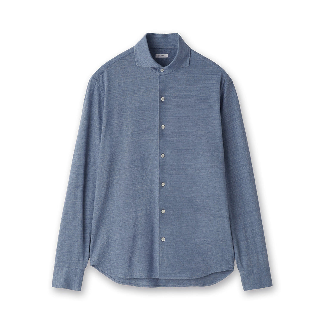 Linen Jersey Horizontal Collar Shirt: Slate Blue