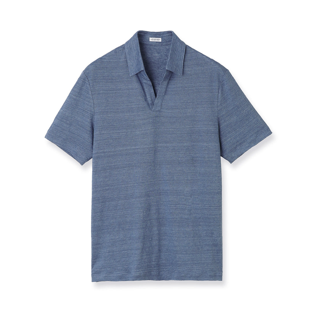 Linen Jersey Tailored Skipper Shirt Color: Slate Blue