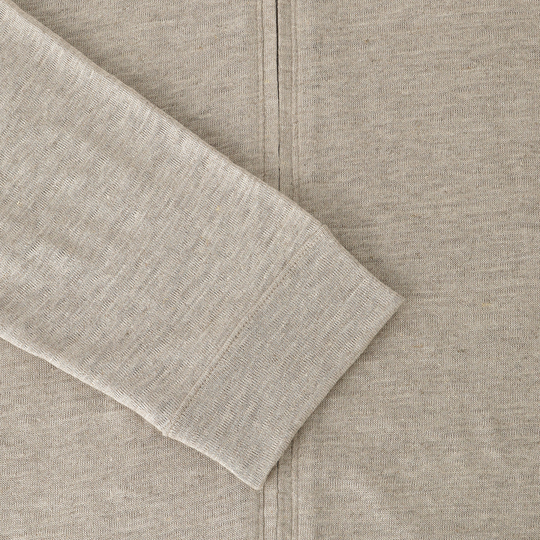 Linen Jersey Stand Collar Zip Up  Color: Natural