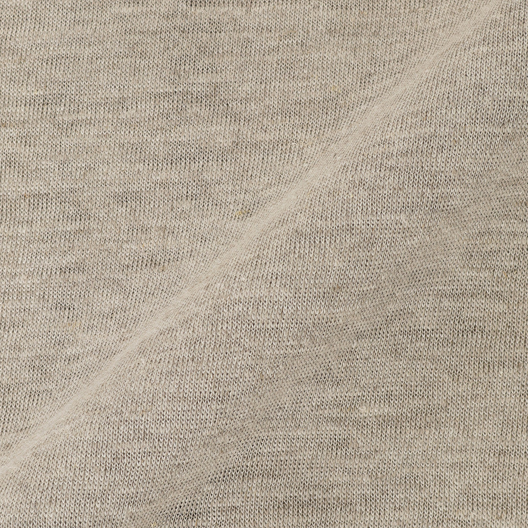 Linen Jersey Stand Collar Zip Up  Color: Natural