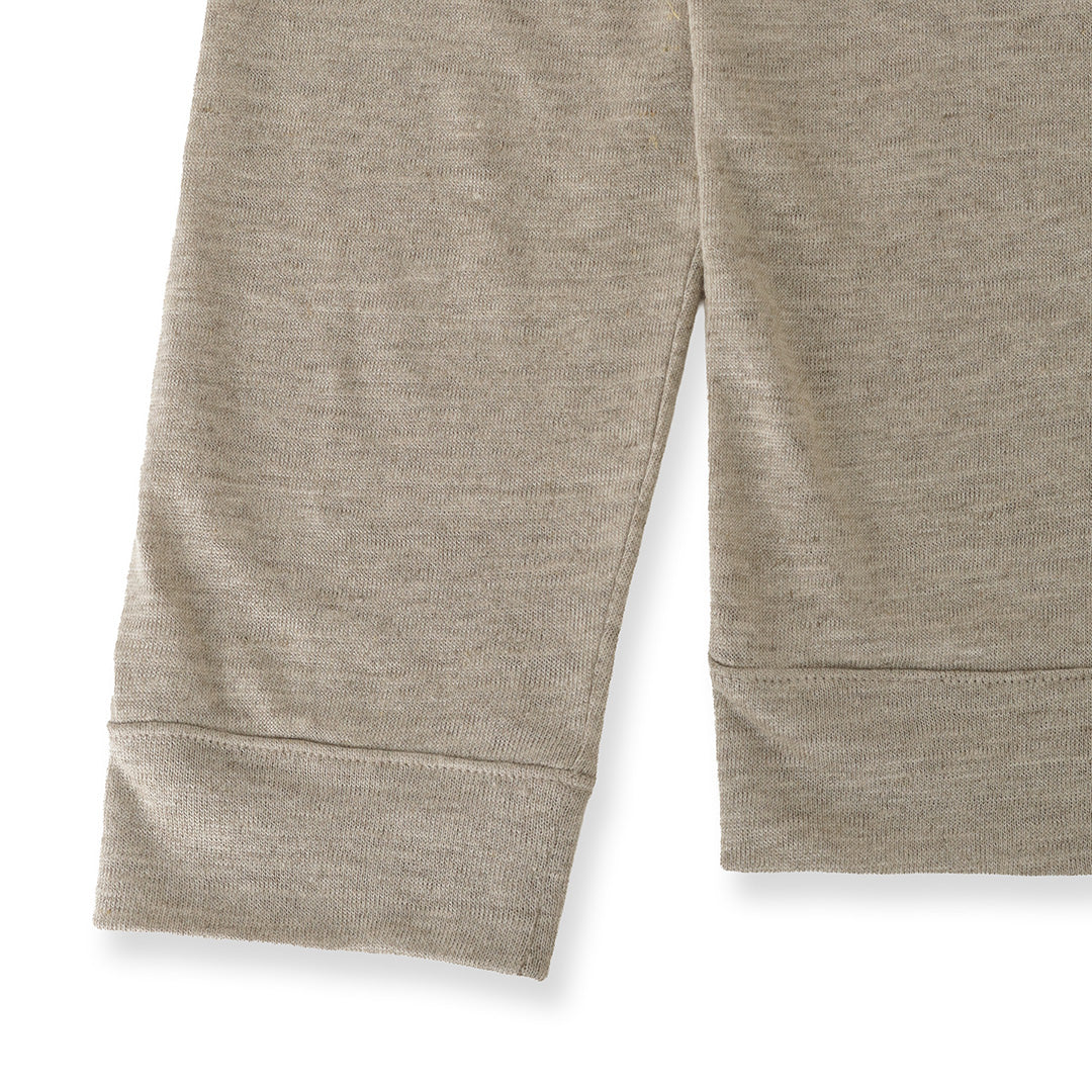 Linen Jersey Stand Collar Zip Up  Color: Natural