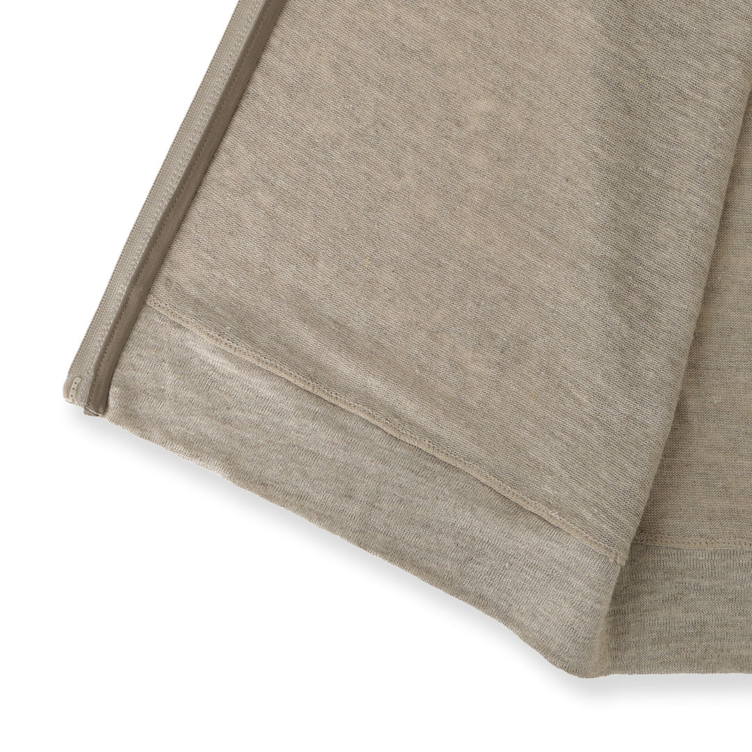 Linen Jersey Stand Collar Zip Up  Color: Natural
