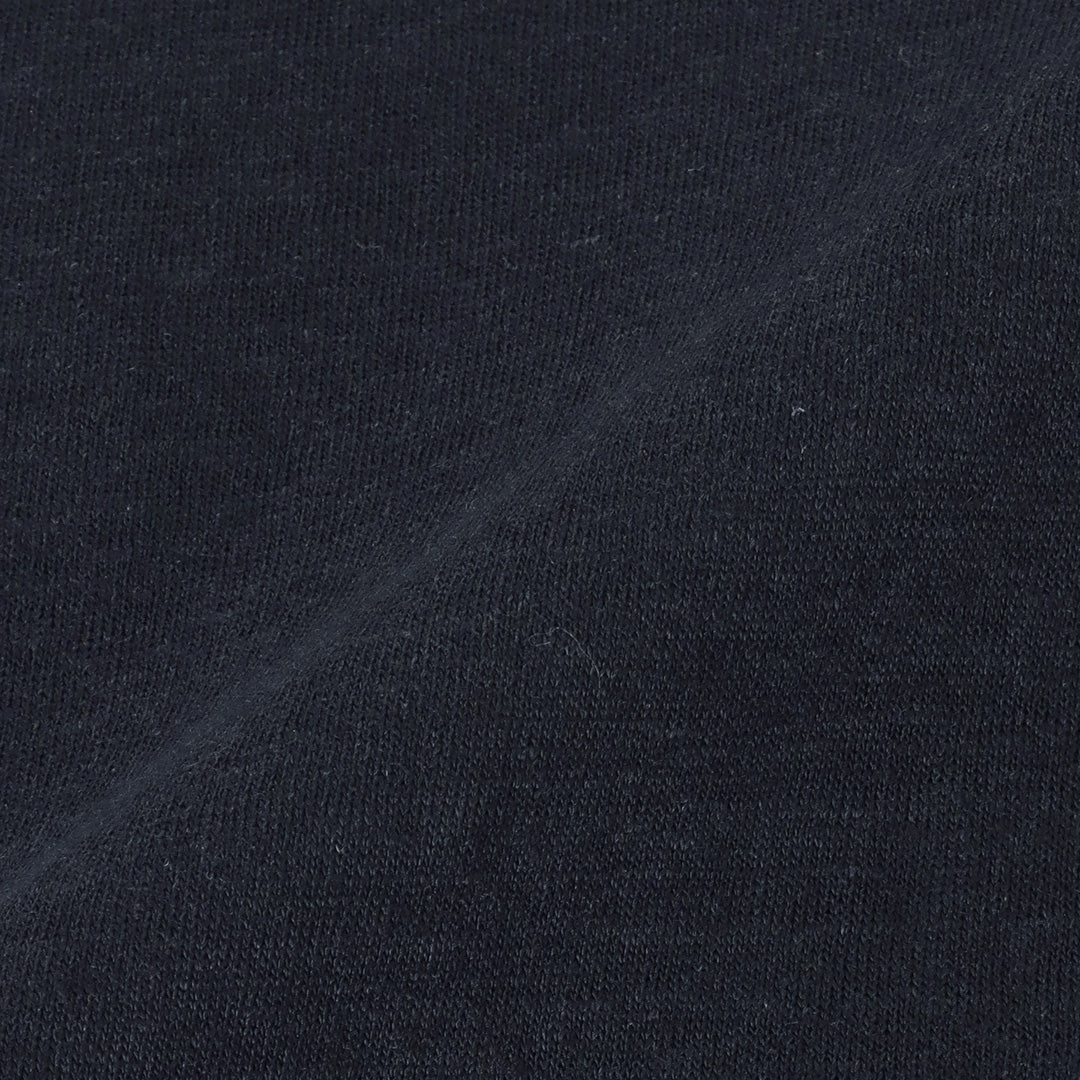 Linen Jersey Stand Collar Zip Up  Color: Navy