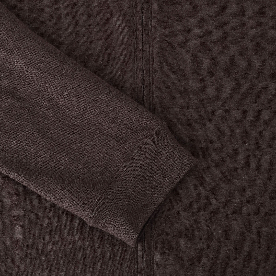 Linen Jersey Stand Collar Zip Up  Color: Oak