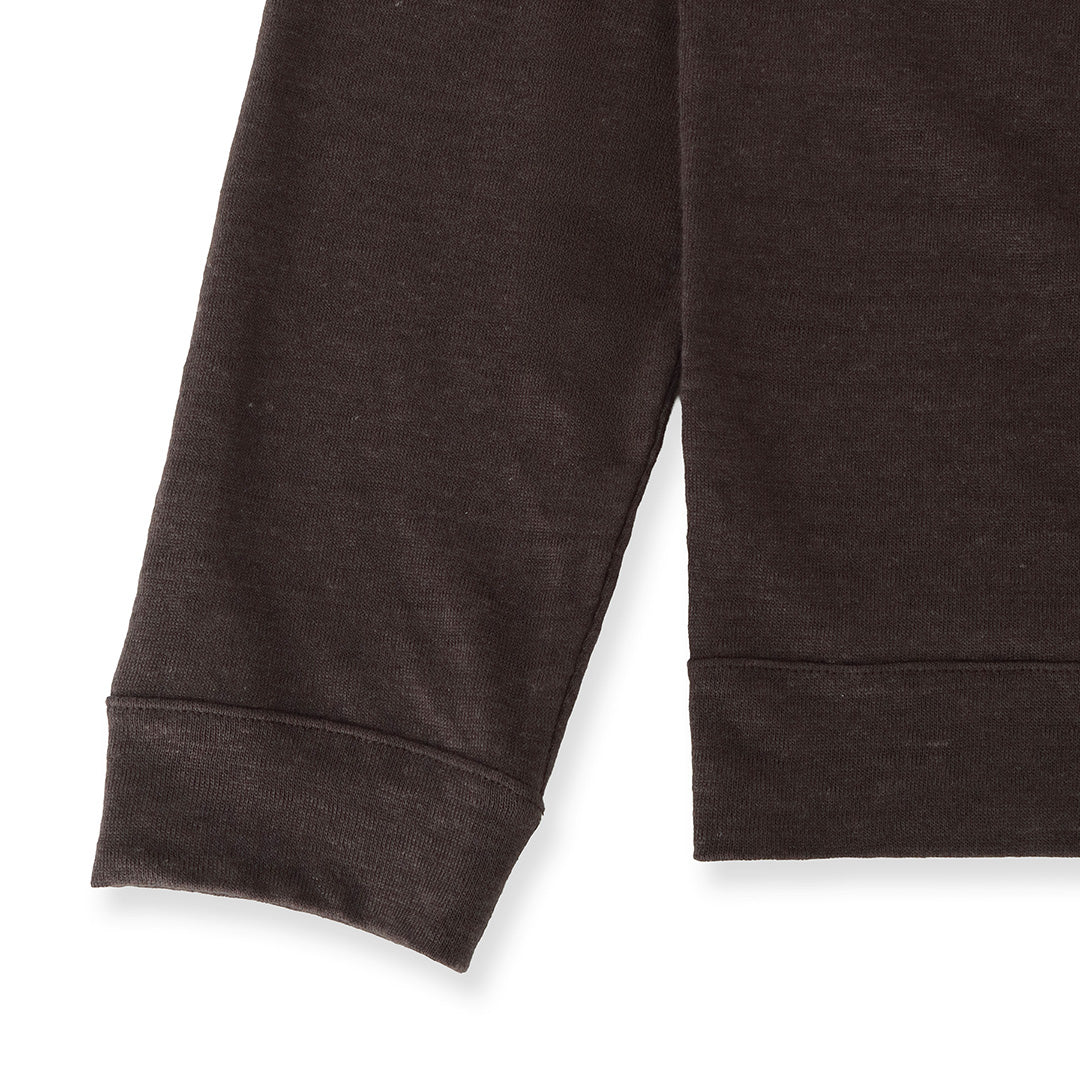 Linen Jersey Stand Collar Zip Up  Color: Oak