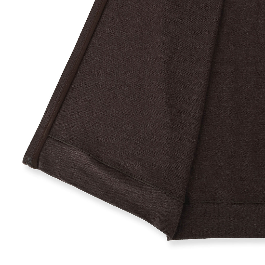 Linen Jersey Stand Collar Zip Up  Color: Oak