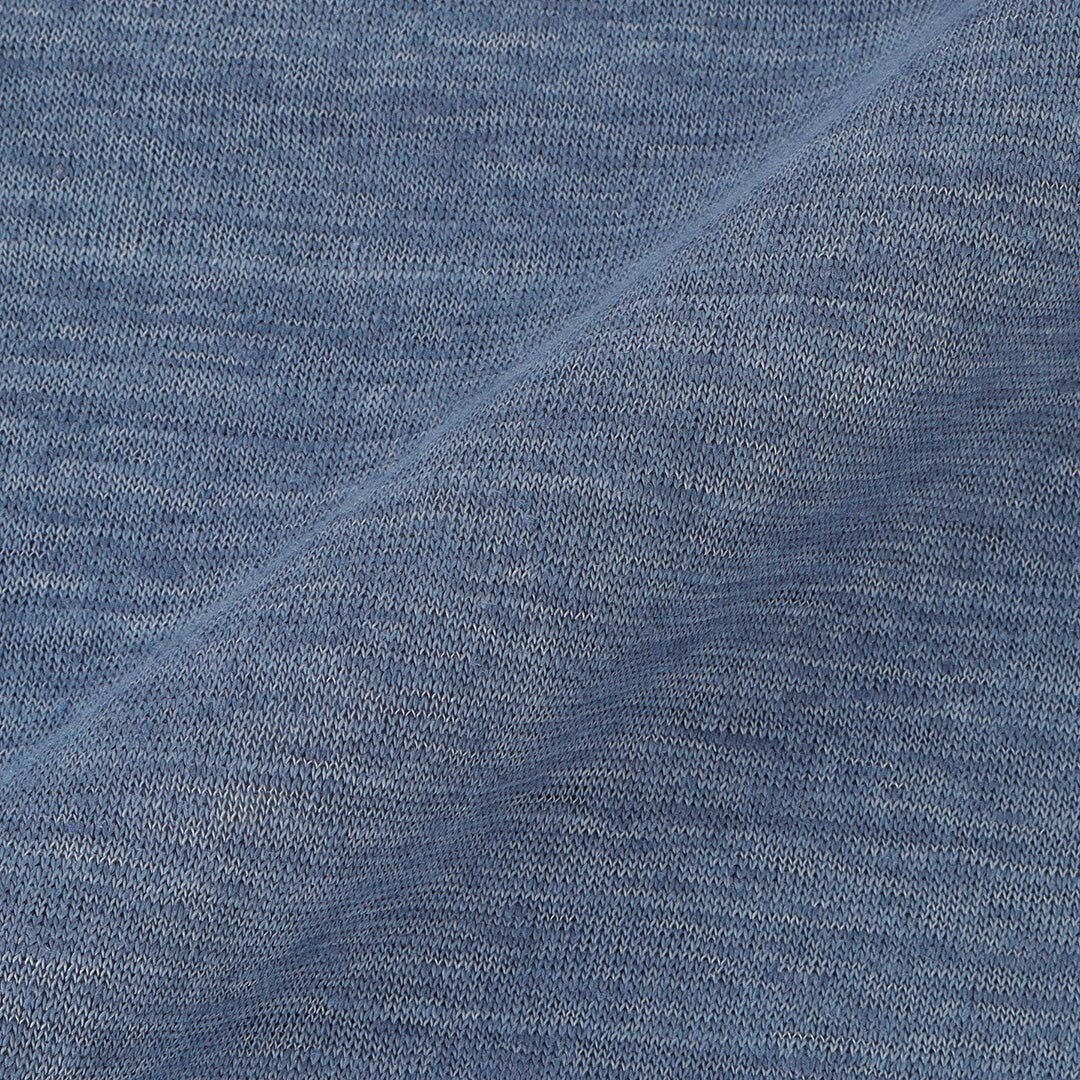 Linen Jersey Stand Collar Zip Up  Color: Slate Blue