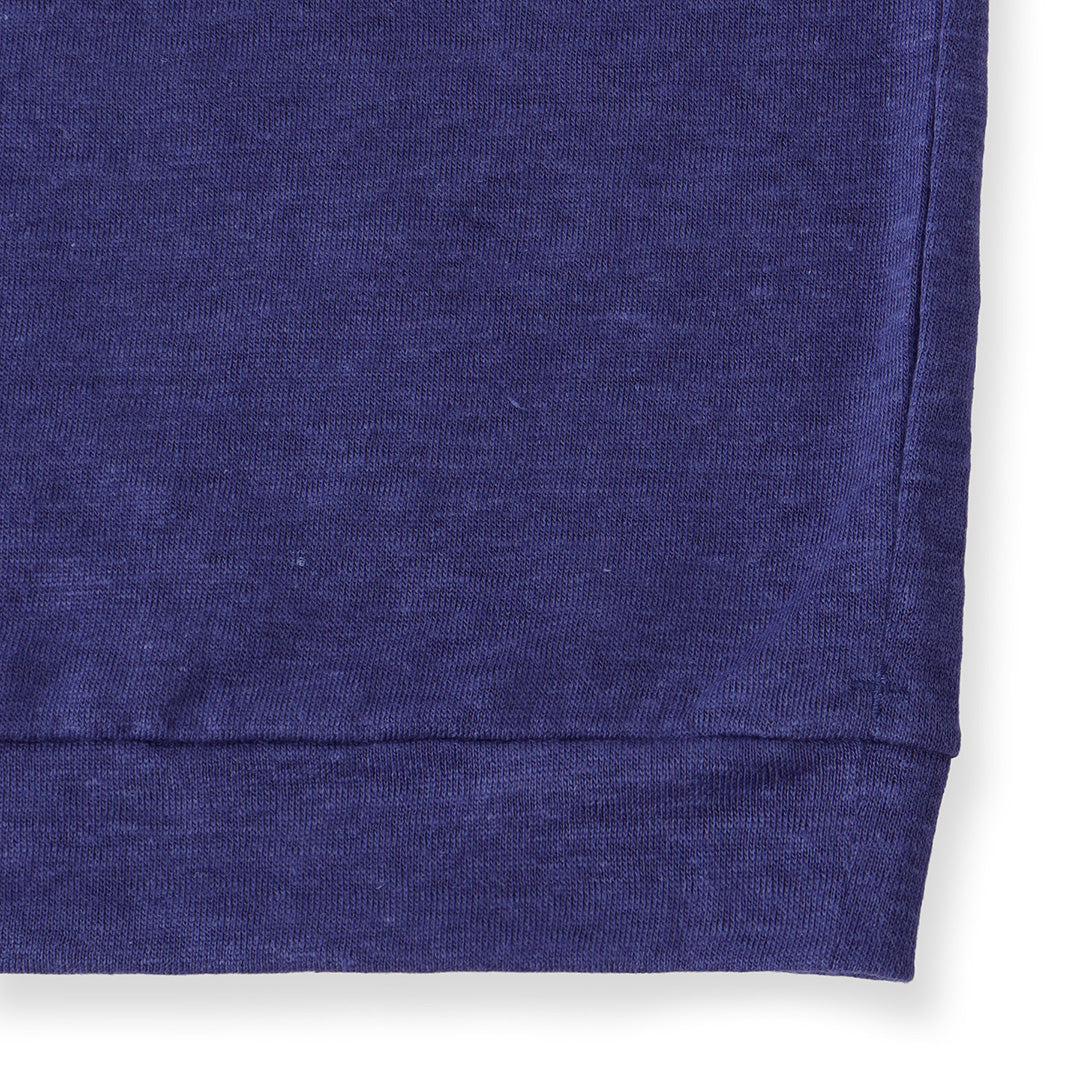 Linen Jersey Tailored Ribbed Hem T-shirt Color: Iris