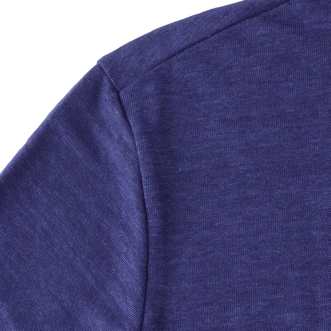 Linen Jersey Tailored Ribbed Hem T-shirt Color: Iris
