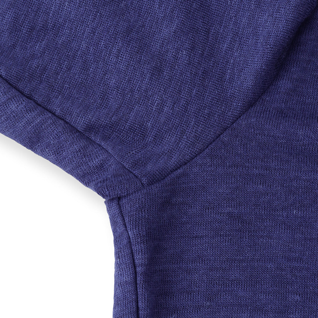 Linen Jersey Tailored Ribbed Hem T-shirt Color: Iris
