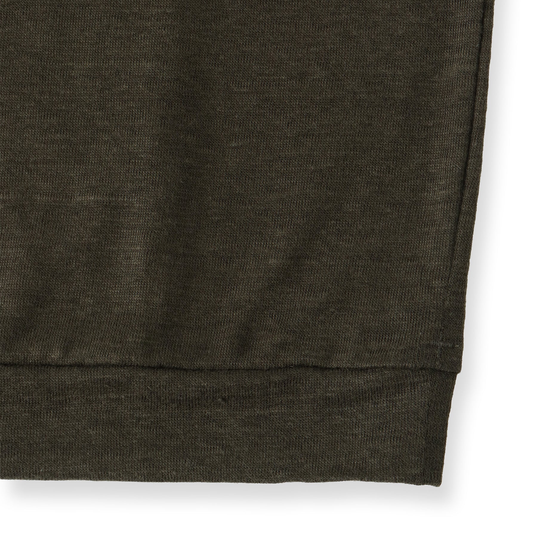 Linen Jersey Tailored Ribbed Hem T-shirt Color: Olive