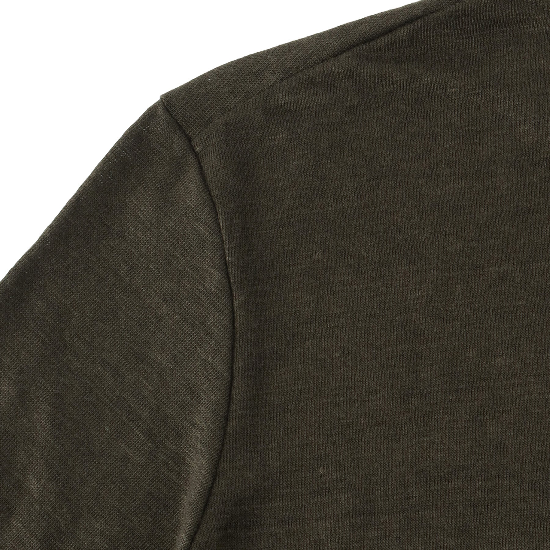 Linen Jersey Tailored Ribbed Hem T-shirt Color: Olive