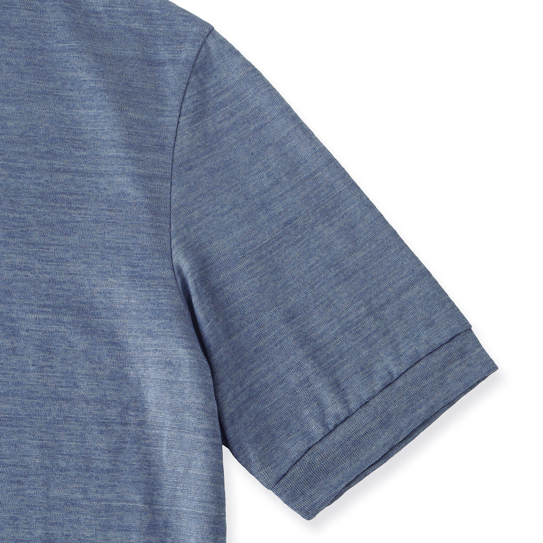 Linen Jersey Tailored Ribbed Hem T-shirt Color: Slate Blue