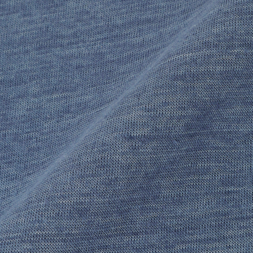 Linen Jersey Tailored Ribbed Hem T-shirt Color: Slate Blue