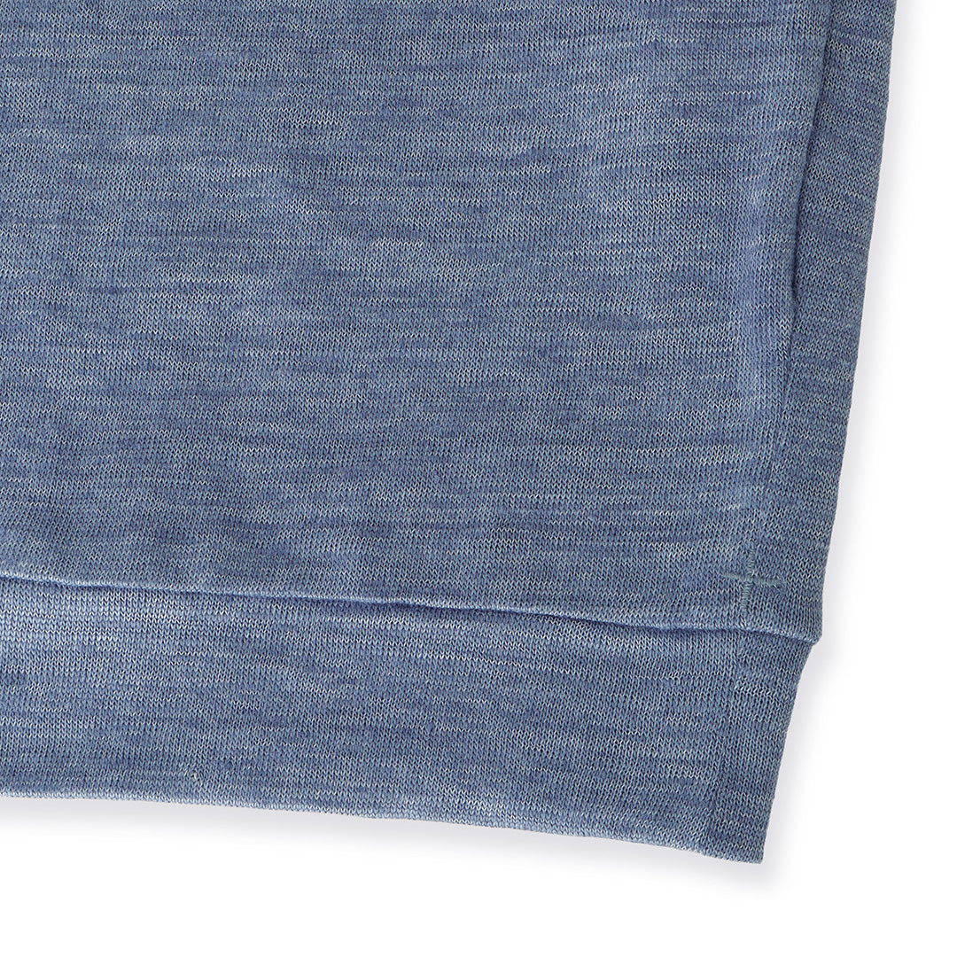 Linen Jersey Tailored Ribbed Hem T-shirt Color: Slate Blue
