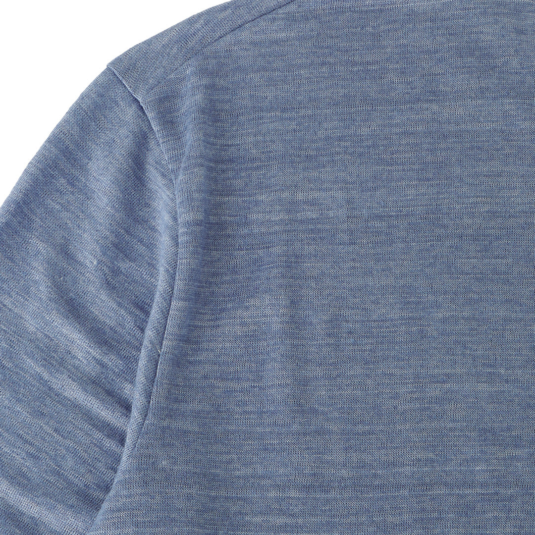Linen Jersey Tailored Ribbed Hem T-shirt Color: Slate Blue