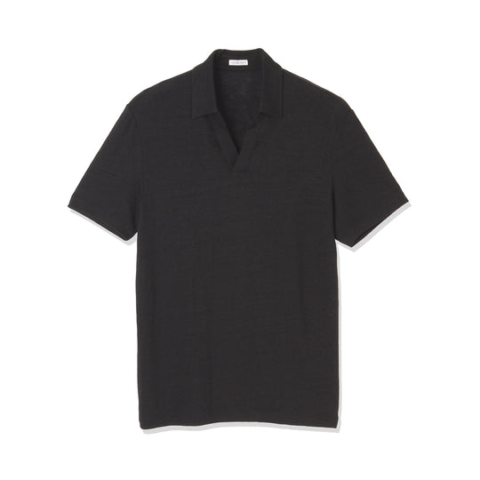 Linen Jersey Tailored Skipper Shirt Color: Black