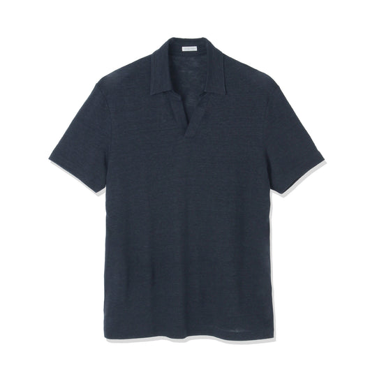 Linen Jersey Tailored Skipper Shirt Color: Navy