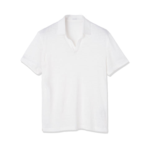 Linen Jersey Tailored Skipper Shirt Color: Off White