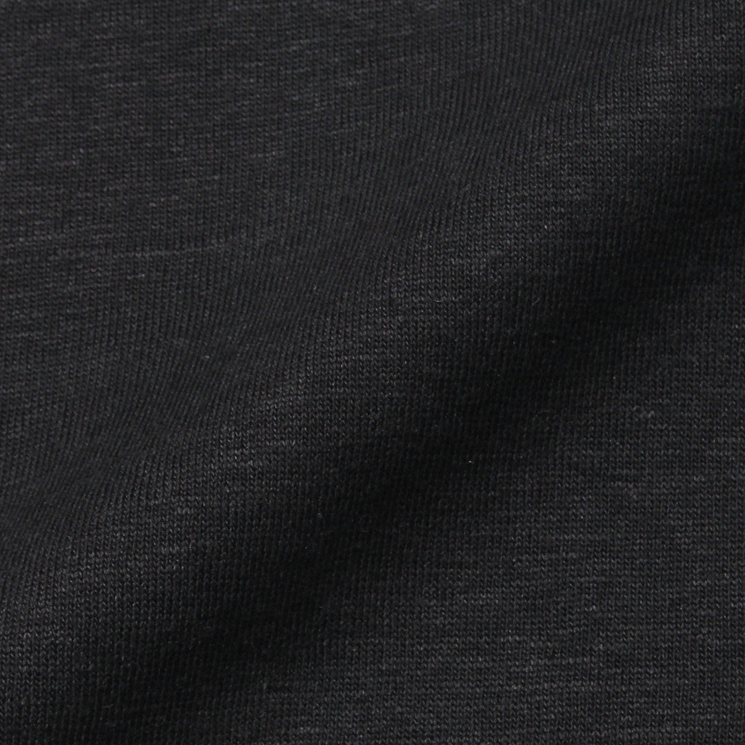 Linen Jersey Tailored Ribbed Hem T-shirt Color: Black