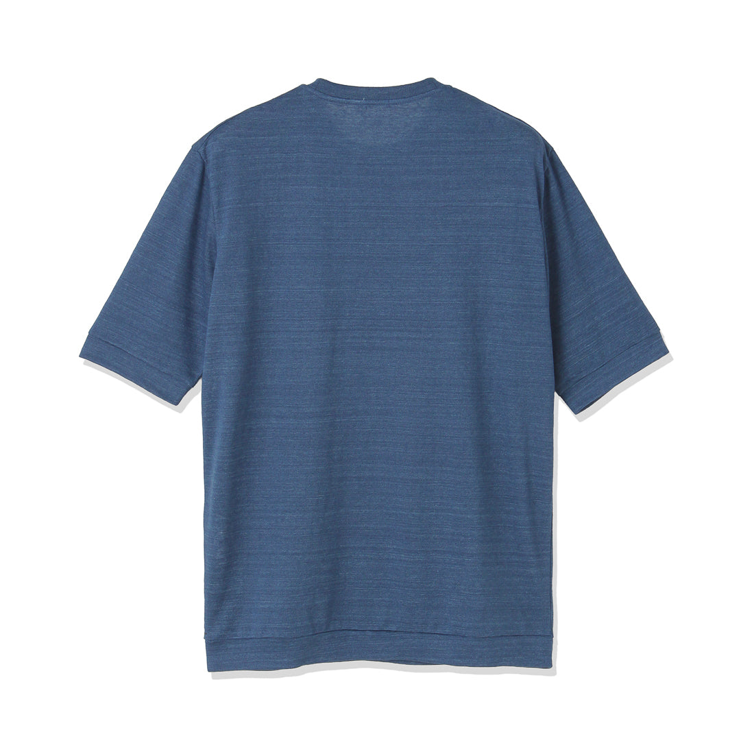 Linen Jersey Tailored Ribbed Hem T-shirt Color: Blue