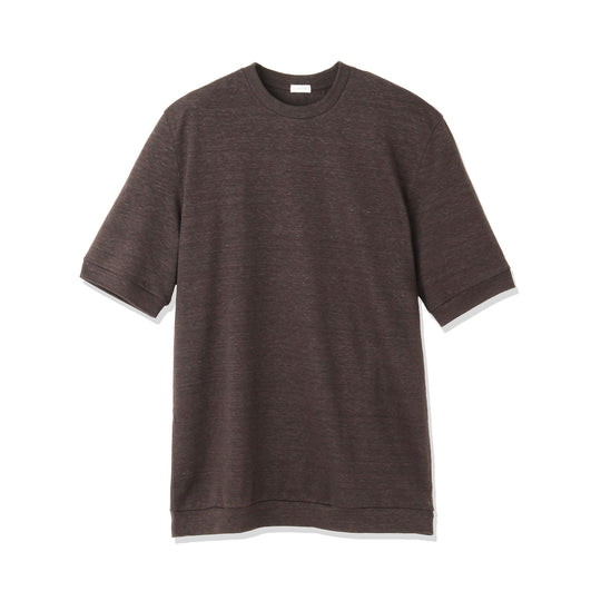 Linen Jersey Tailored Ribbed Hem T-shirt Color: Oak