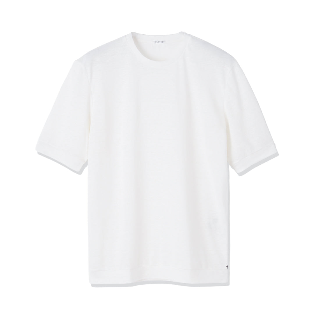 Linen Jersey Tailored Ribbed Hem T-shirt Color: Off White