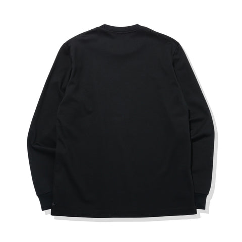 ハイブリッドコットンテーラードロングスリーブTシャツブラックの背面を写した商品画像