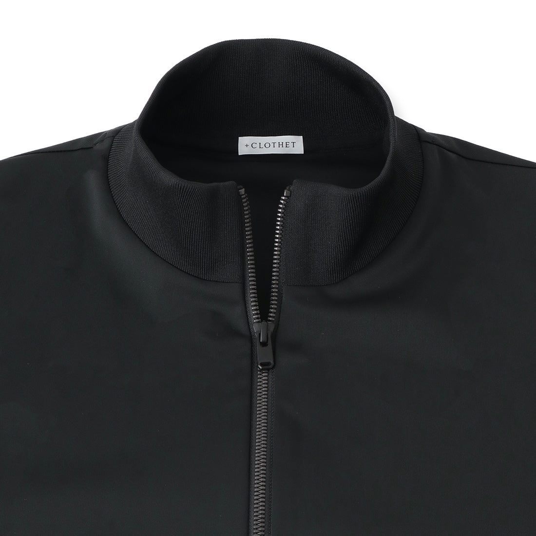 Matte Twist Stand Collar Zip Up  Color: Black
