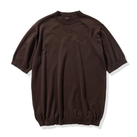 Mock Neck Knit T-shirt Color: Oak