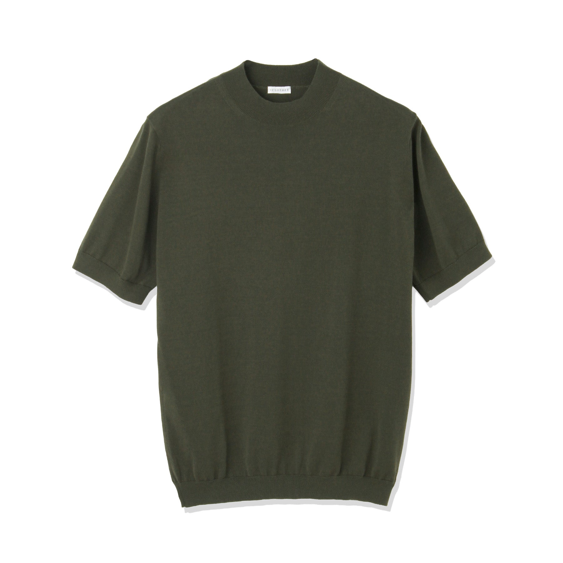 +clothet 黒 モックネック半袖ニット ブラッシュヤーンラグランモックネックニット＜グリーン＞(S