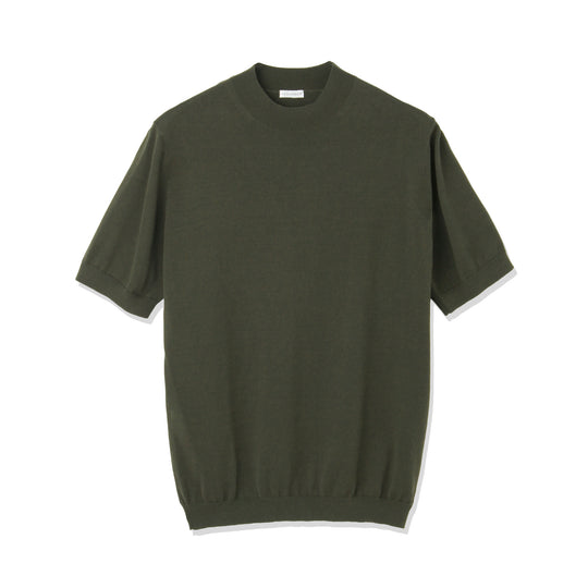 Mock Neck Knit T-shirt Color: Olive