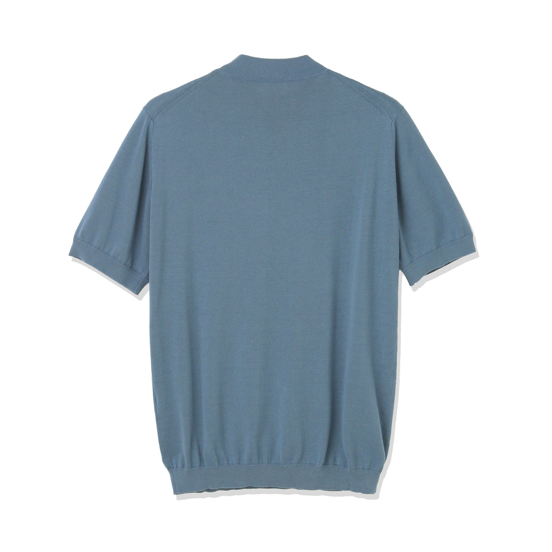 スビンプラチナム モックネックニットTシャツ スレートブルー