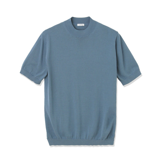 Mock Neck Knit T-shirt Color: Slate Blue