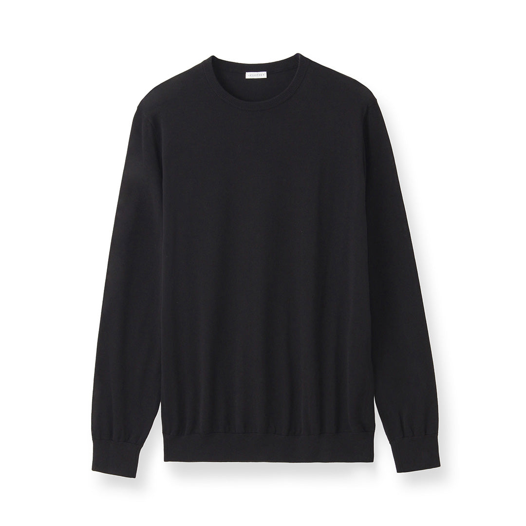 【Renewal】Crew Neck Knit Color: Black