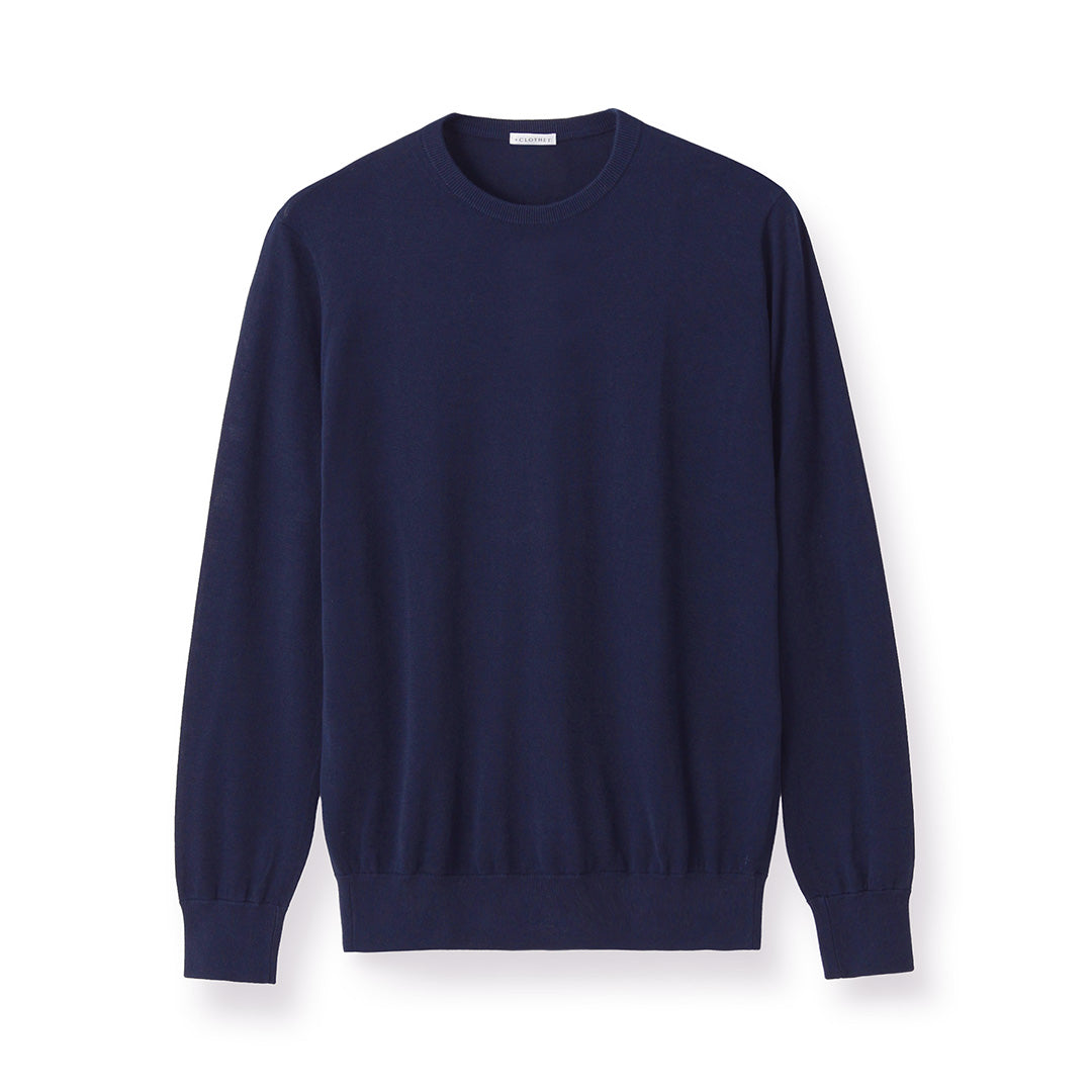 【Renewal】Crew Neck Knit Color: Deep Blue