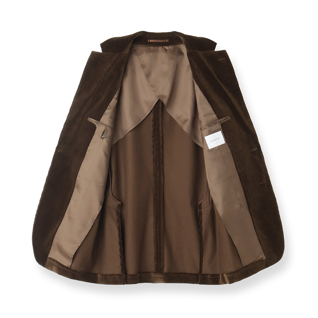 【Renewal】SUVIN PLATINUM Corduroy Tailored Jacket Color: Brown