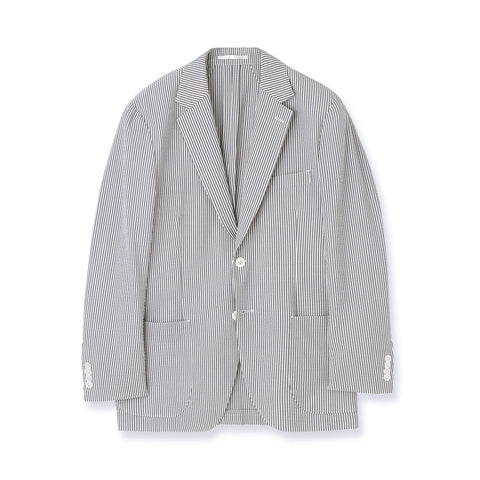 【Renewal】Seersucker Tailored Jacket Color: Navy Stripe