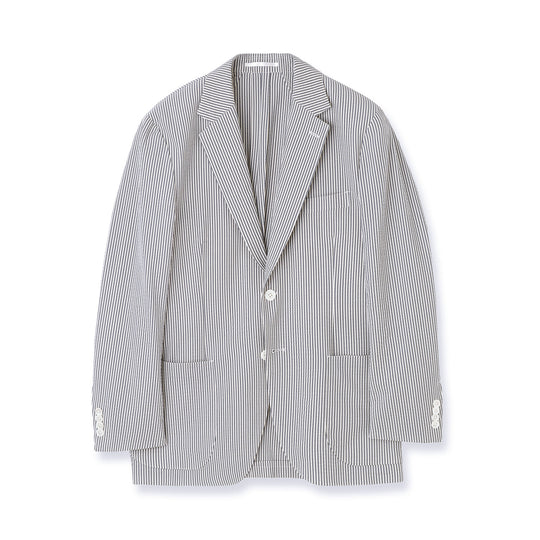 【Renewal】Seersucker Tailored Jacket Color: Navy Stripe